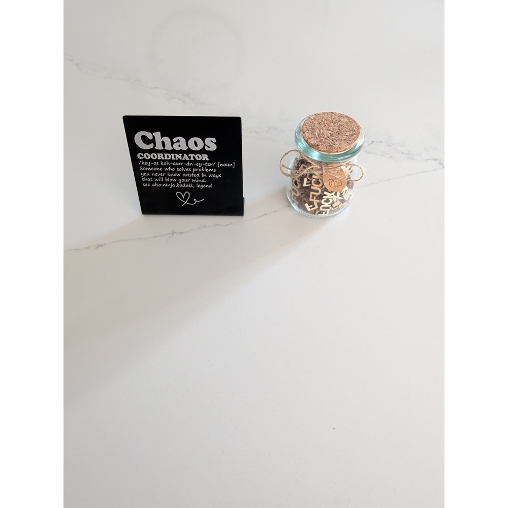 Edgy Cute Jar of Fuc K & Chaos Coordinator Sign. Humorous Bad Mood Funny Joke - Picture 5 of 5